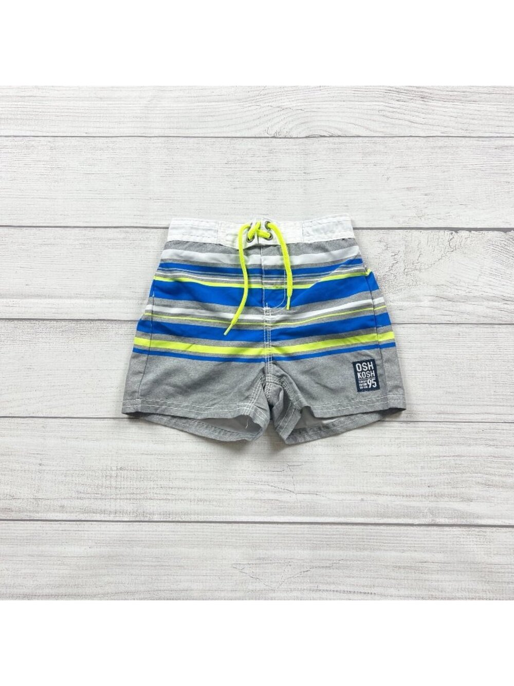 Oshkosh Boys Striped Swim Trunks Liner Gray Multi 18-24 Months